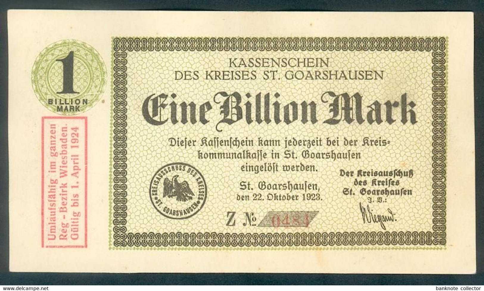 Deutschland, Germany, St. Goarshausen - 1 Billion Mark, 1923 ! - 1 Billion Mark