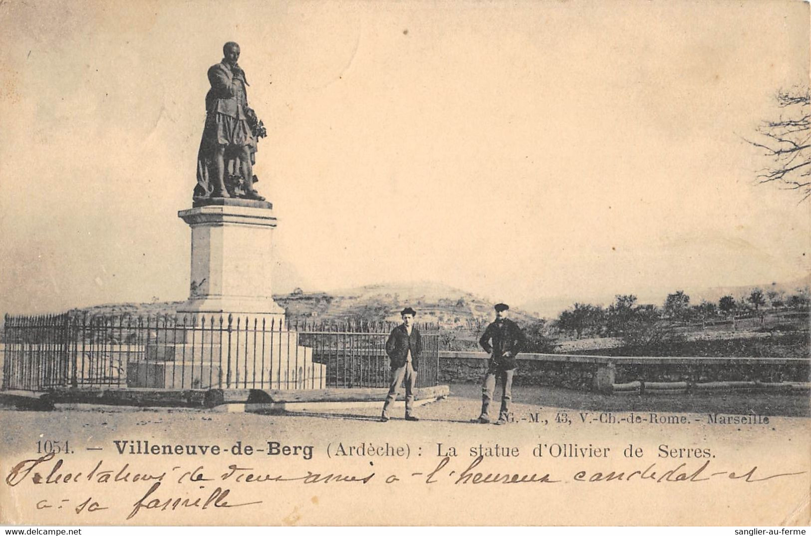 CPA 07 VILLENEUVE DE BERG STATUE OLLIVIER DE SERRES - Sonstige & Ohne Zuordnung