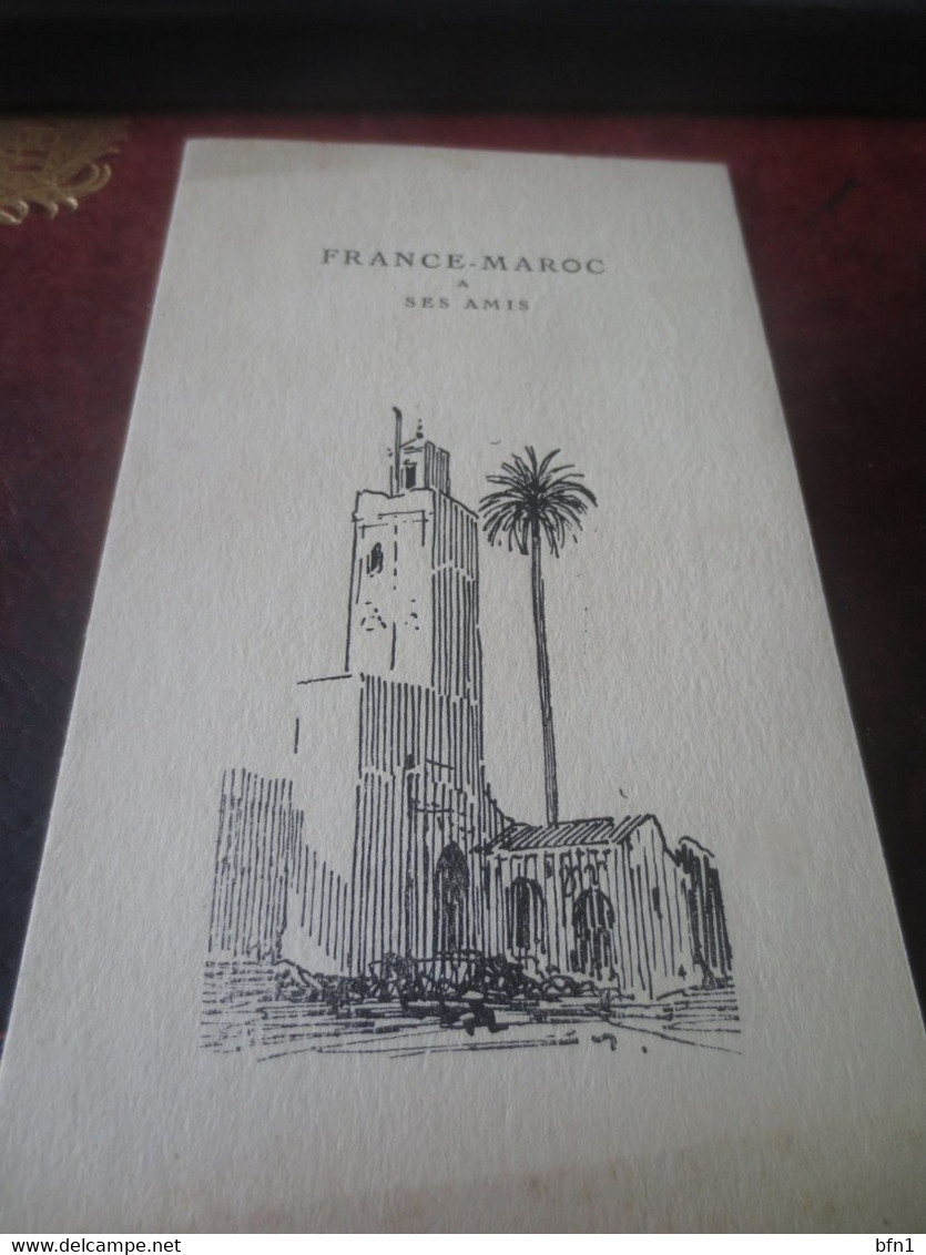 MENU FRANCE MAROC OFFERT AU GENERAL LYAUTEY  AU PALAIS D'ORSAY -1920 - Menus