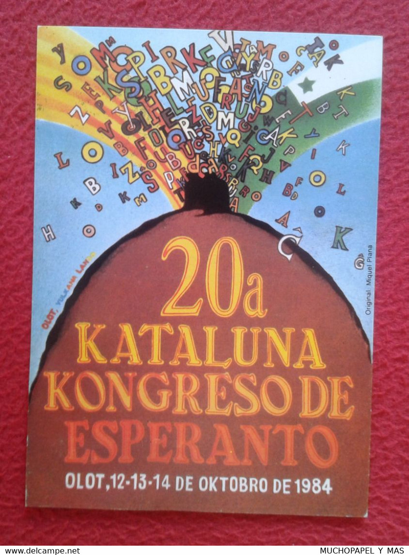 POSTAL POSTKARTO 20a KATALUNA KONGRESO CONGRESO DE ESPERANTO CATALUÑA OLOT 1984 LENGUA. LANGUAGE LENGUAJE CONGRESS SPAIN - Esperanto
