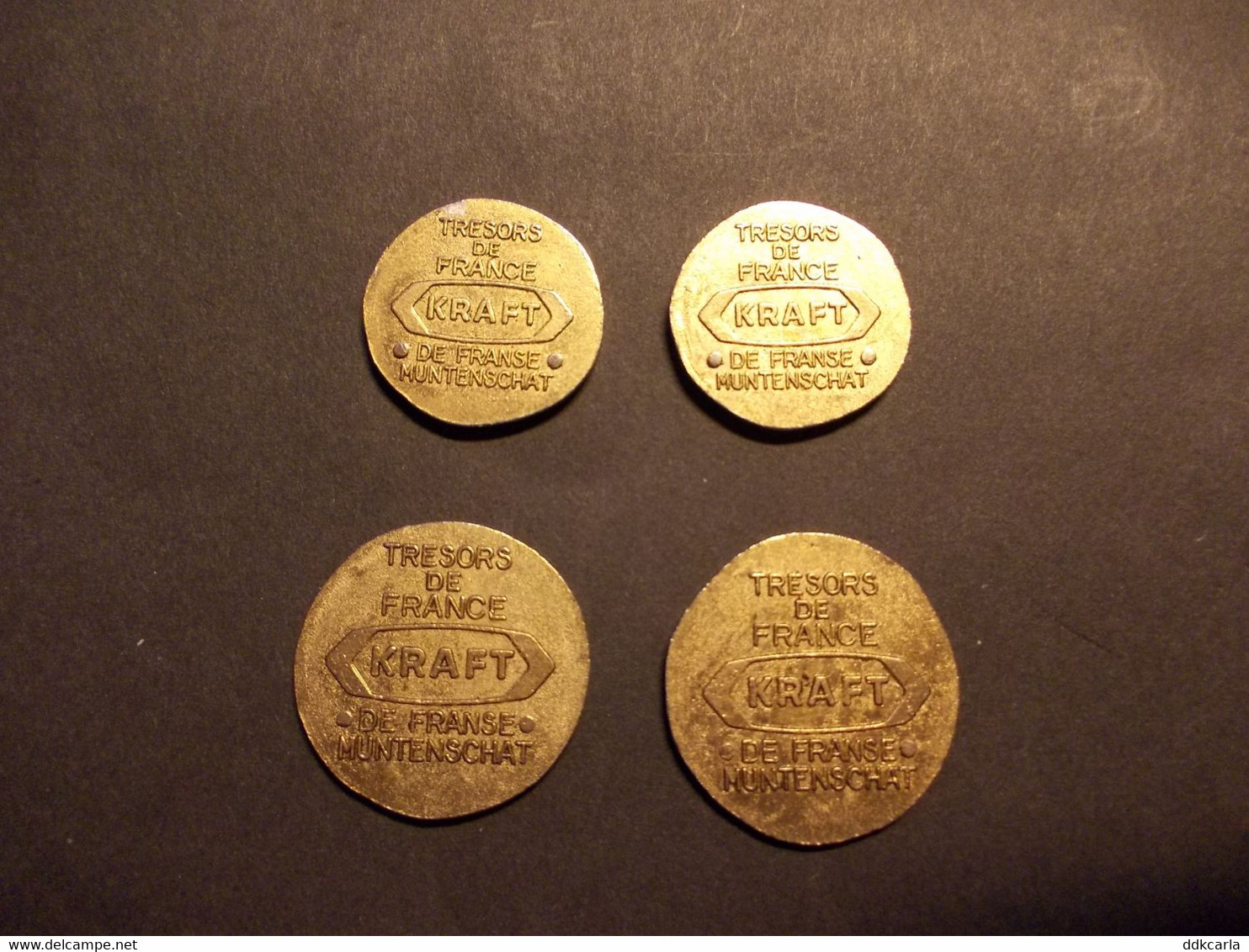 4 X Token KRAFT Tresors De France - De Franse Muntenschat - Zilverkleurig - Professionals / Firms