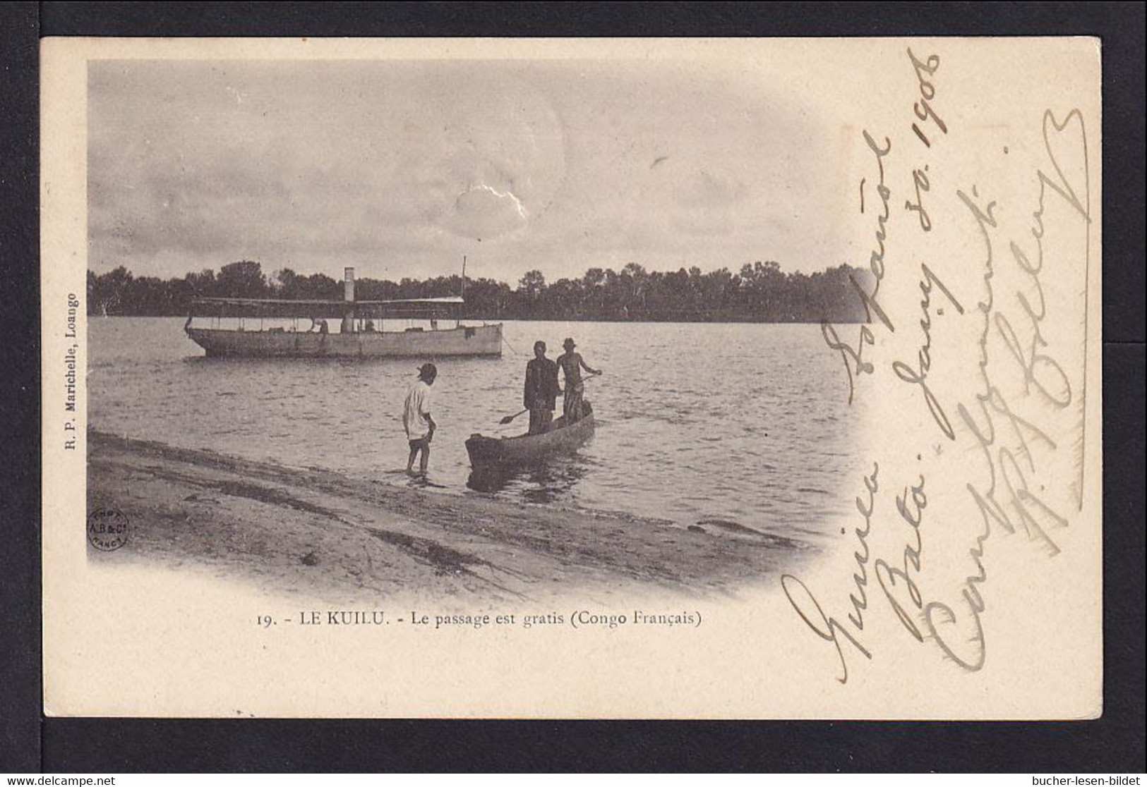 1906 - 10 C. Auf Karte Mit Deutschem Schiffspoststempel Hamburg-Westafrika XXVII Nach London - Elobey, Annobon & Corisco