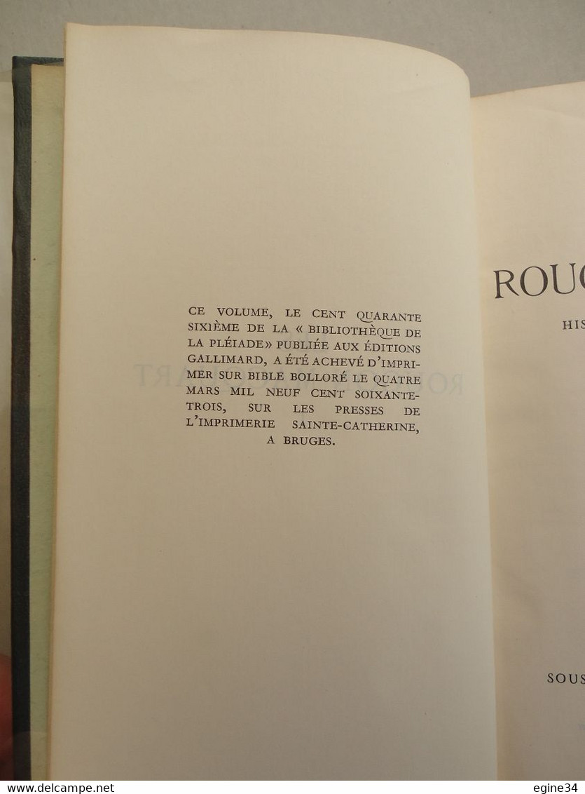 Bibliothèque De La PLEIADE No 146 - Emile Zola - Les Rougon-Macquart - 1963  - Tome 1 - La Pléiade