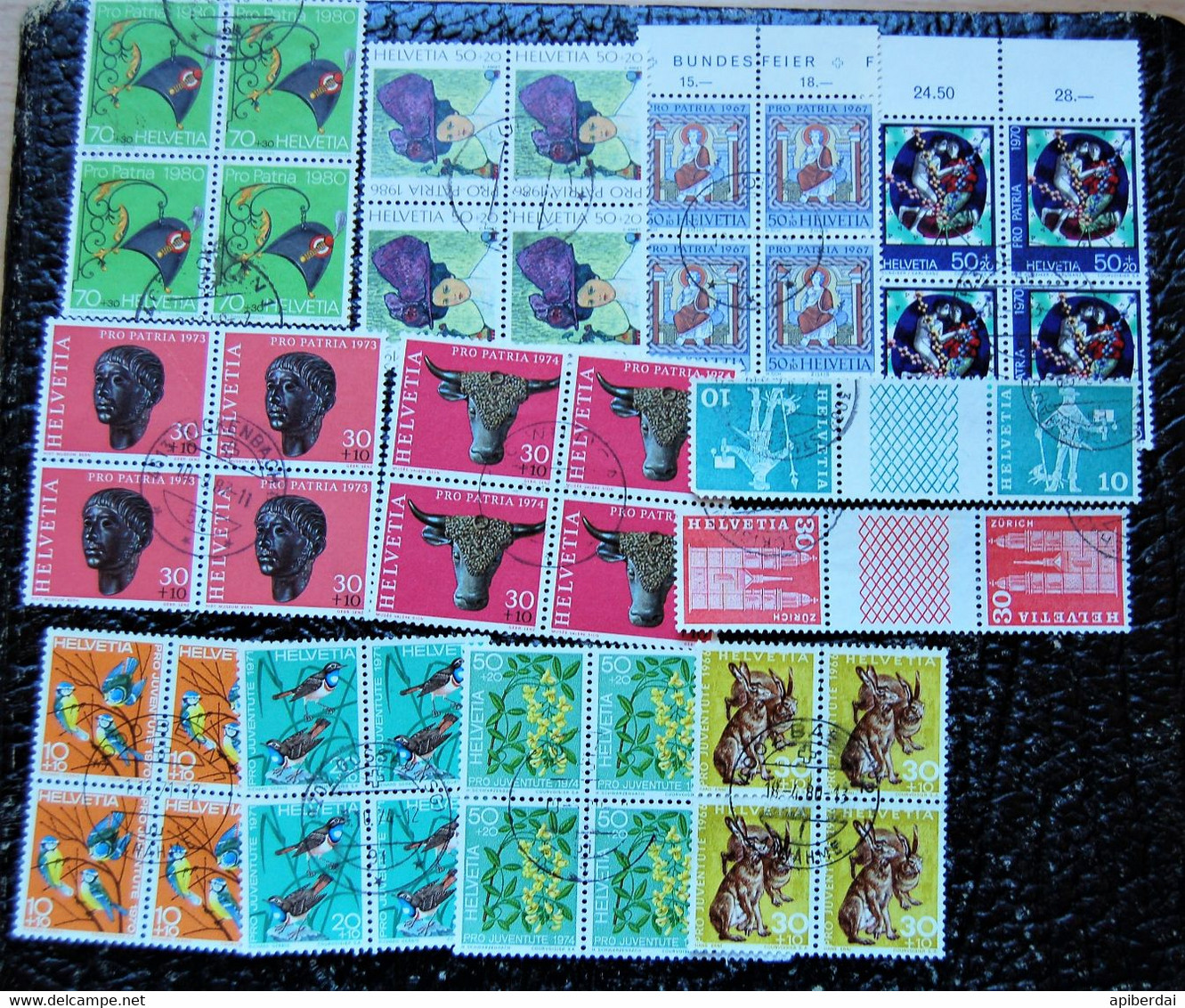 Suisse Switzerland - Small Batch Of 10 Blocs Of 4 Pro Juventute Et Patria And 2 Pairs With Bridge Used - Verzamelingen