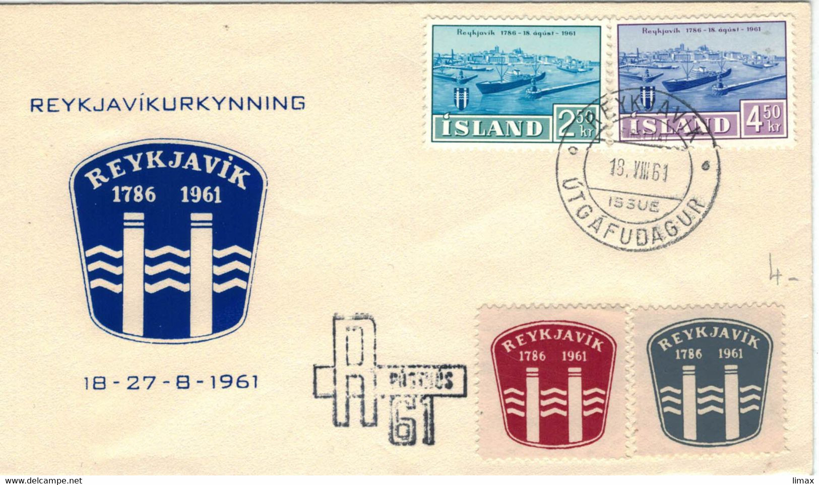 Reykjavik 1961 Utgafudagur - 1786 Hochsee-Schiff - Lettres & Documents