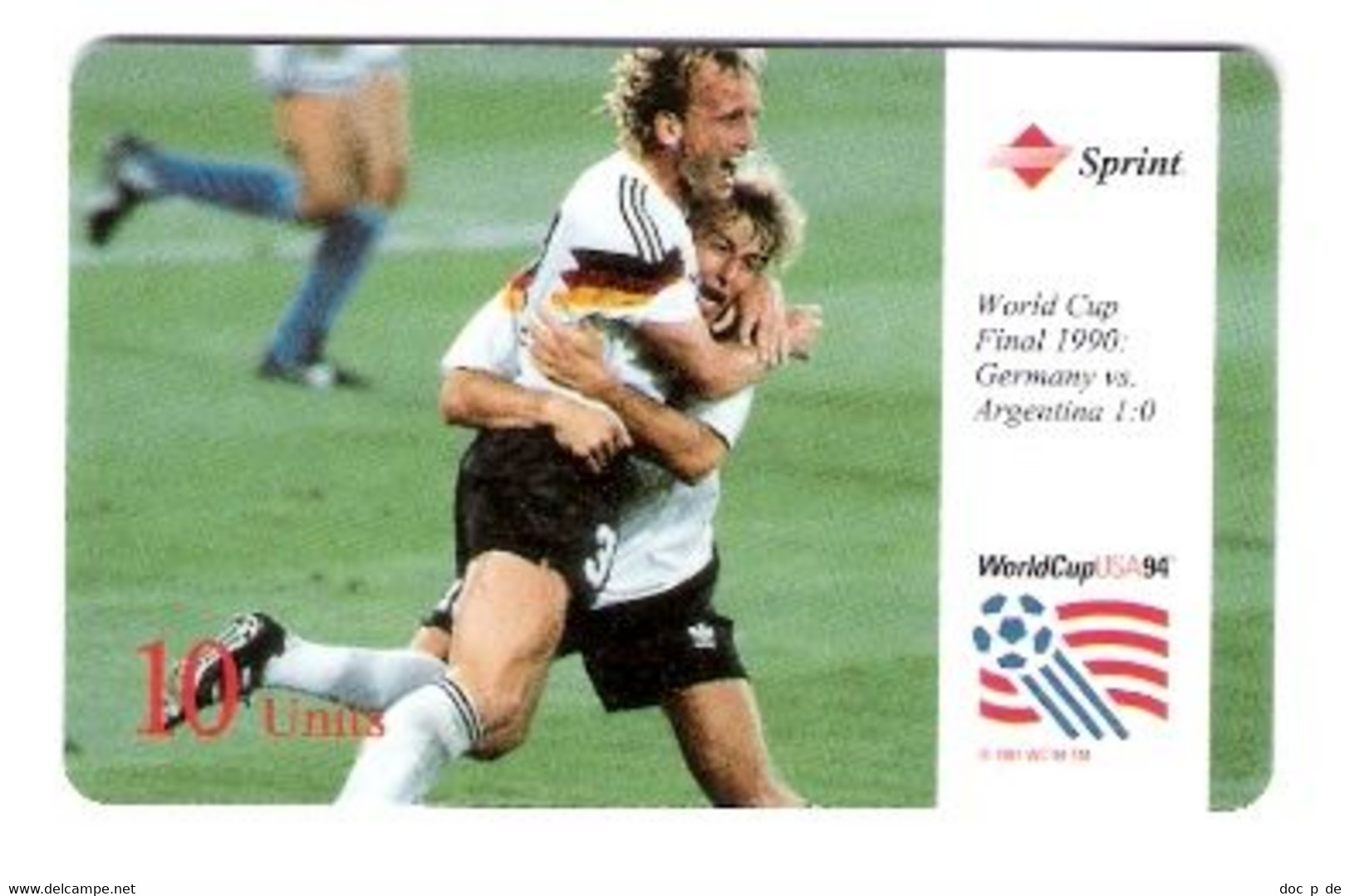 USA - Prepaid Card - Sprint - Football - Fussball - Soccer World Cup Final USA 94 - 1990 - Germany - Klinsmann - Brehme - Sprint