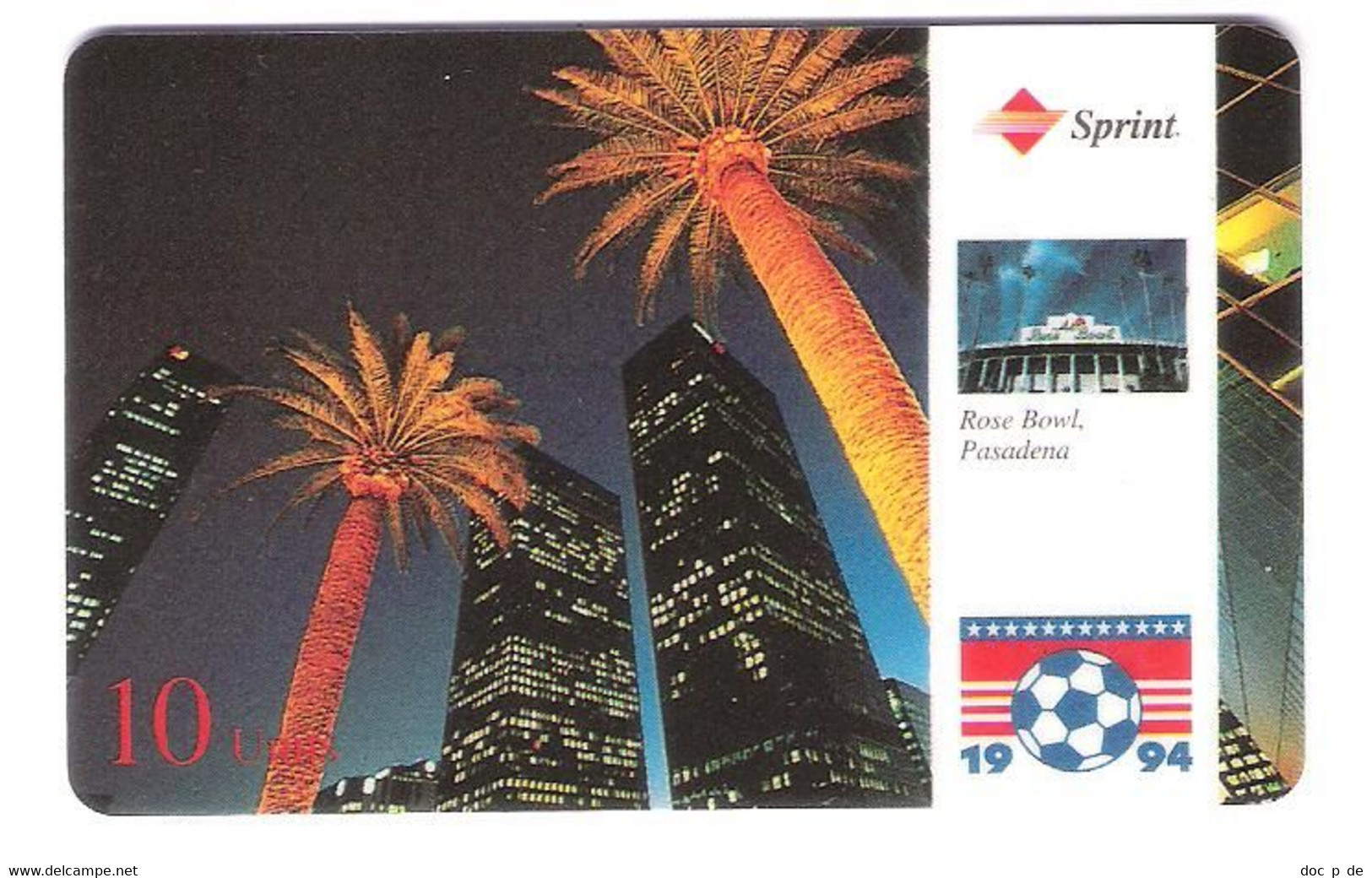 USA - Prepaid Card - Sprint - Football - Fussball - Soccer World Cup USA 94  - Rose Bowl Pasadena - Sprint