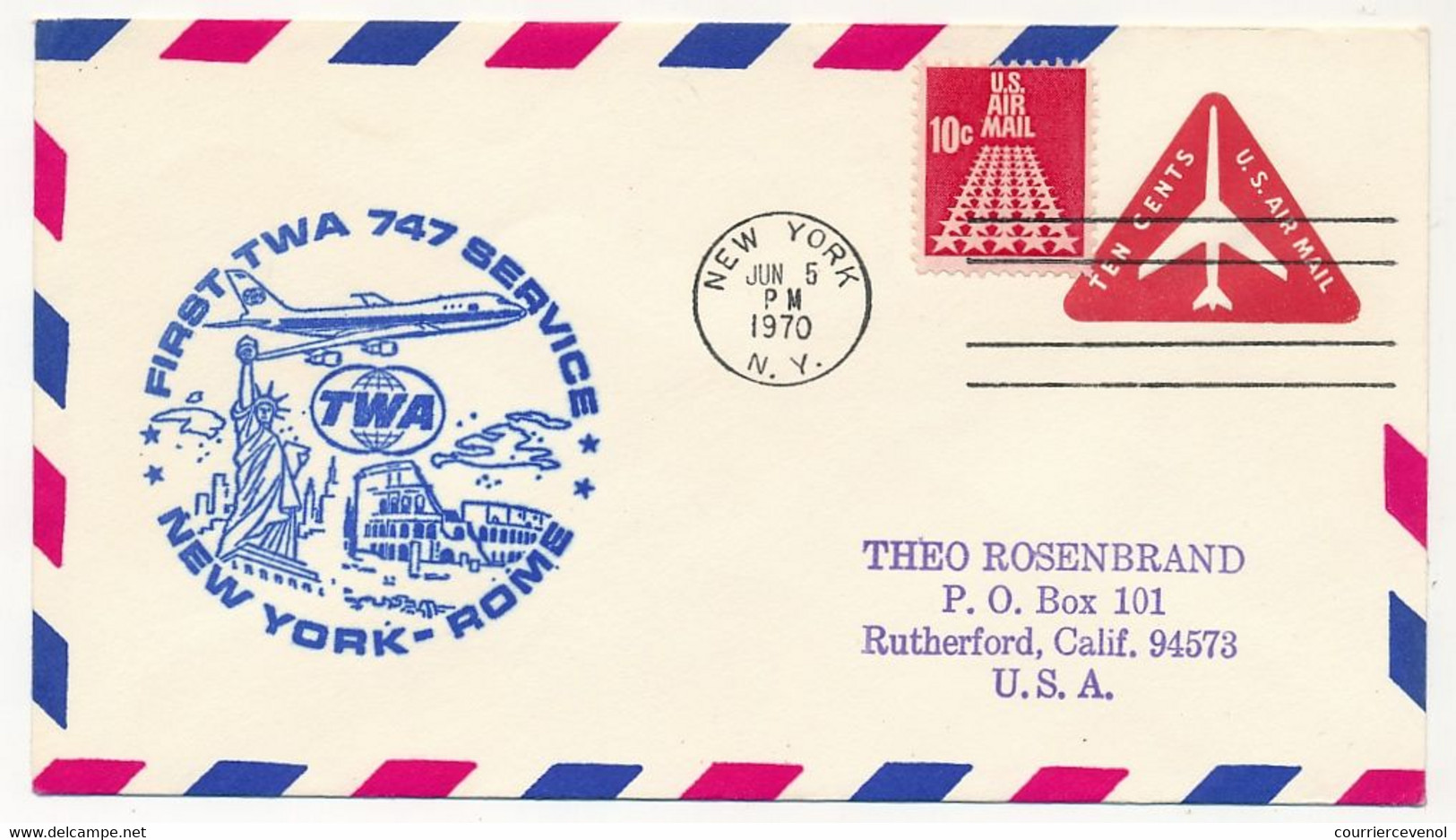 Etats Unis - First TWA 747 Service - NEW YORK - ROME -TWA - 5 Dec 1970 - Sonstige & Ohne Zuordnung