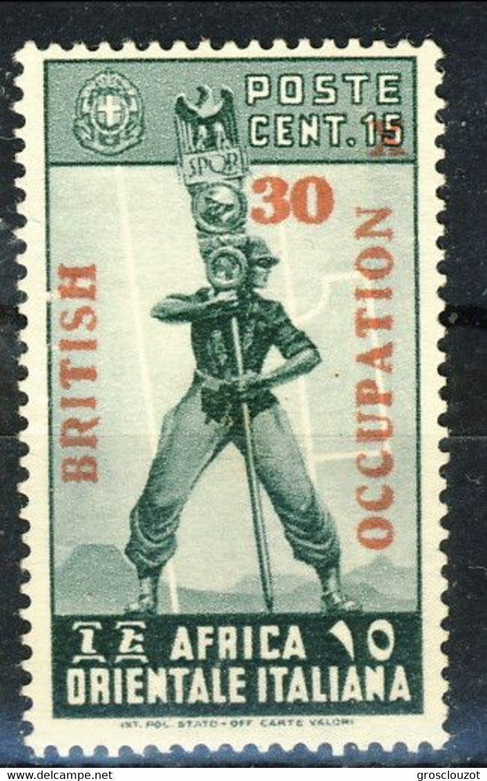 British Occupation  AOI 1941 Sass. N. 3 - C. 30 Su 15 Verde. MNG Cat € 120 Firma A. Biondi - Unused Stamps