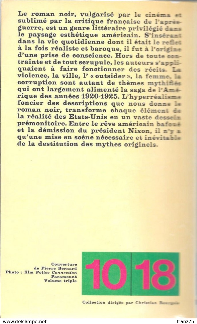 Le Roman Noir Américain-Gérard LACOMBE-10/18-1975-TBE - 10/18 - Grands Détectives