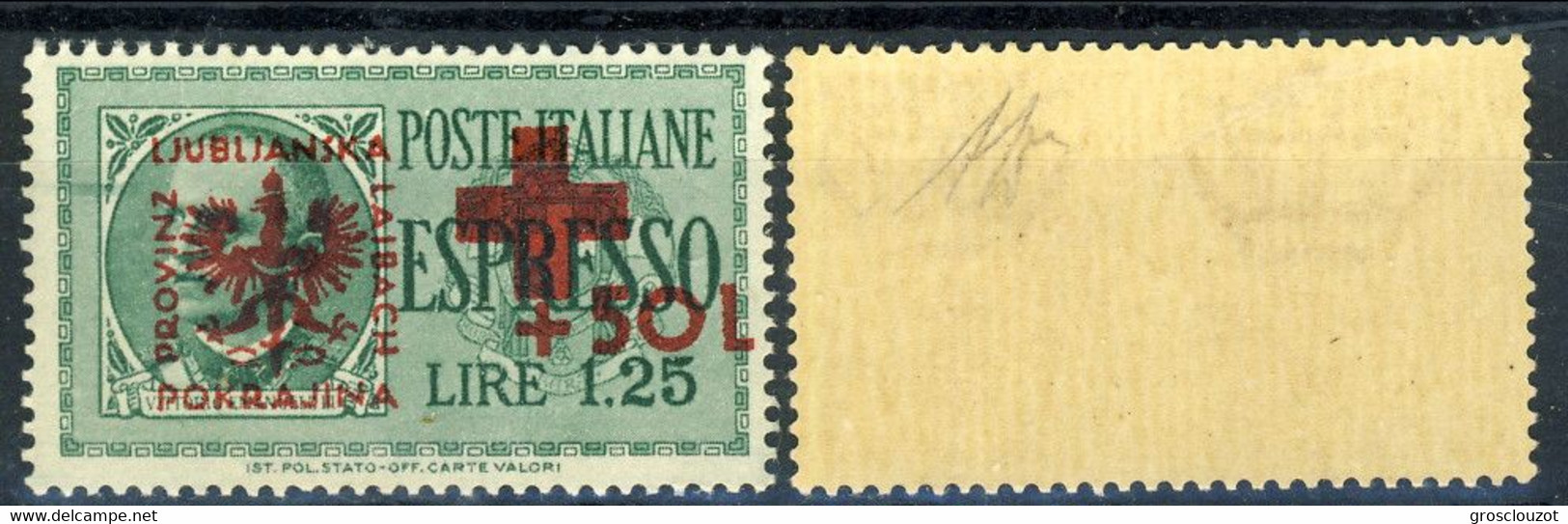 Occupazione Tedesca Lubiana 1944 Pro Croce Rossa - Sass. N. 34 - 35 ** MNH Cat. € 175 - Lubiana