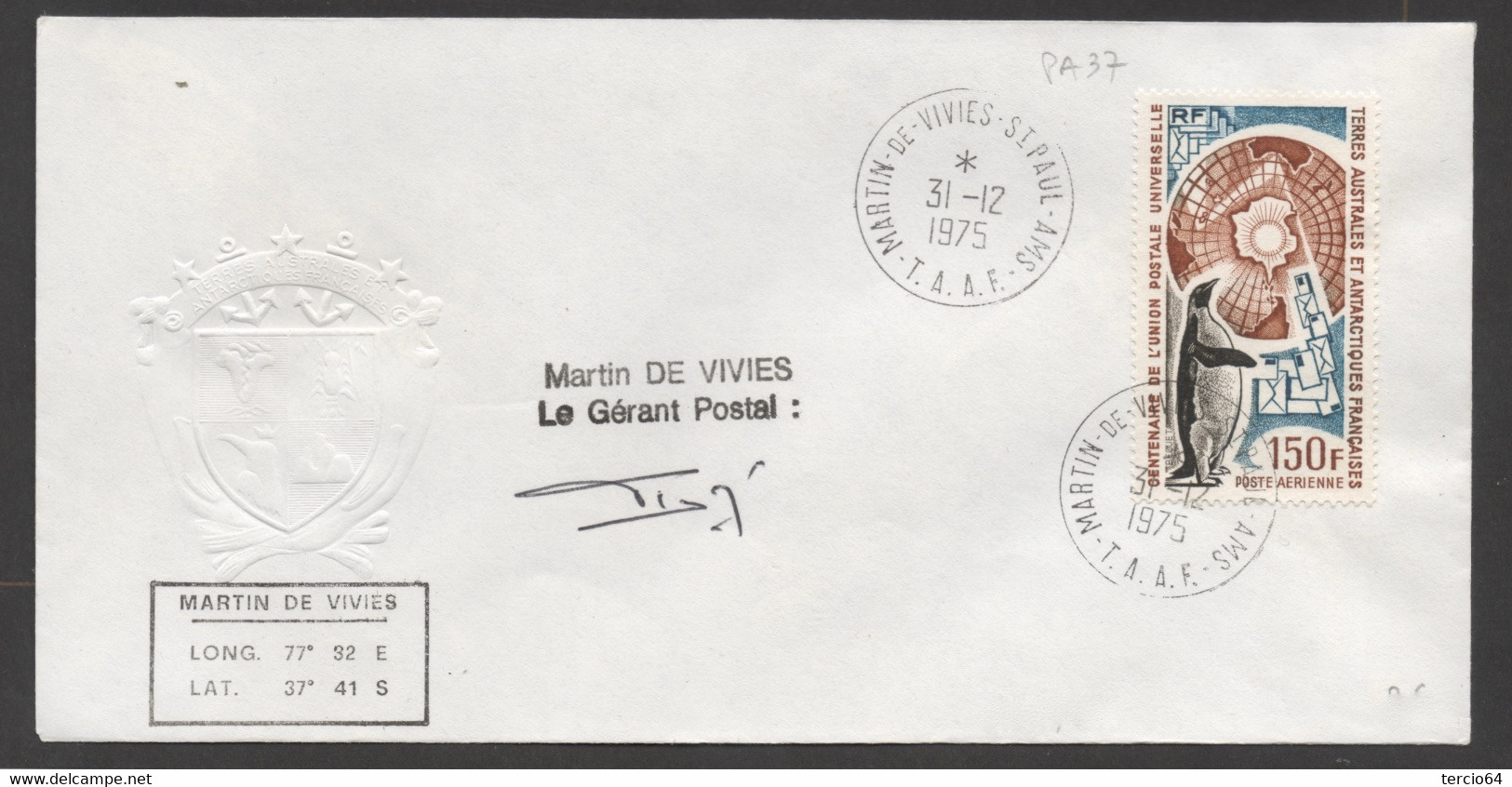 LOT  vrac TAAF PLUS DE 30 timbres seuls sur Lettre de Martin de Viviès cf scans TTB