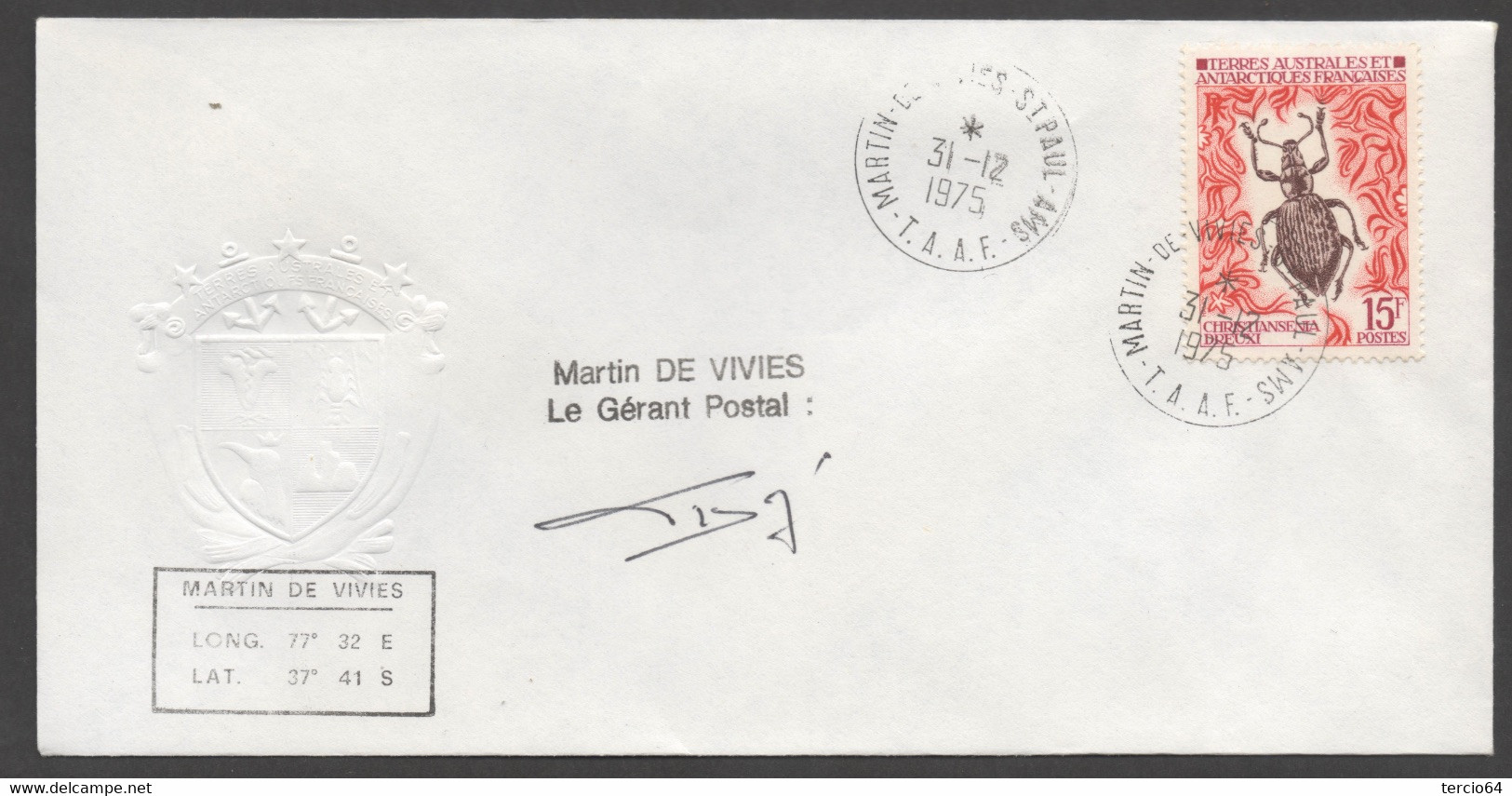 LOT  vrac TAAF PLUS DE 30 timbres seuls sur Lettre de Martin de Viviès cf scans TTB