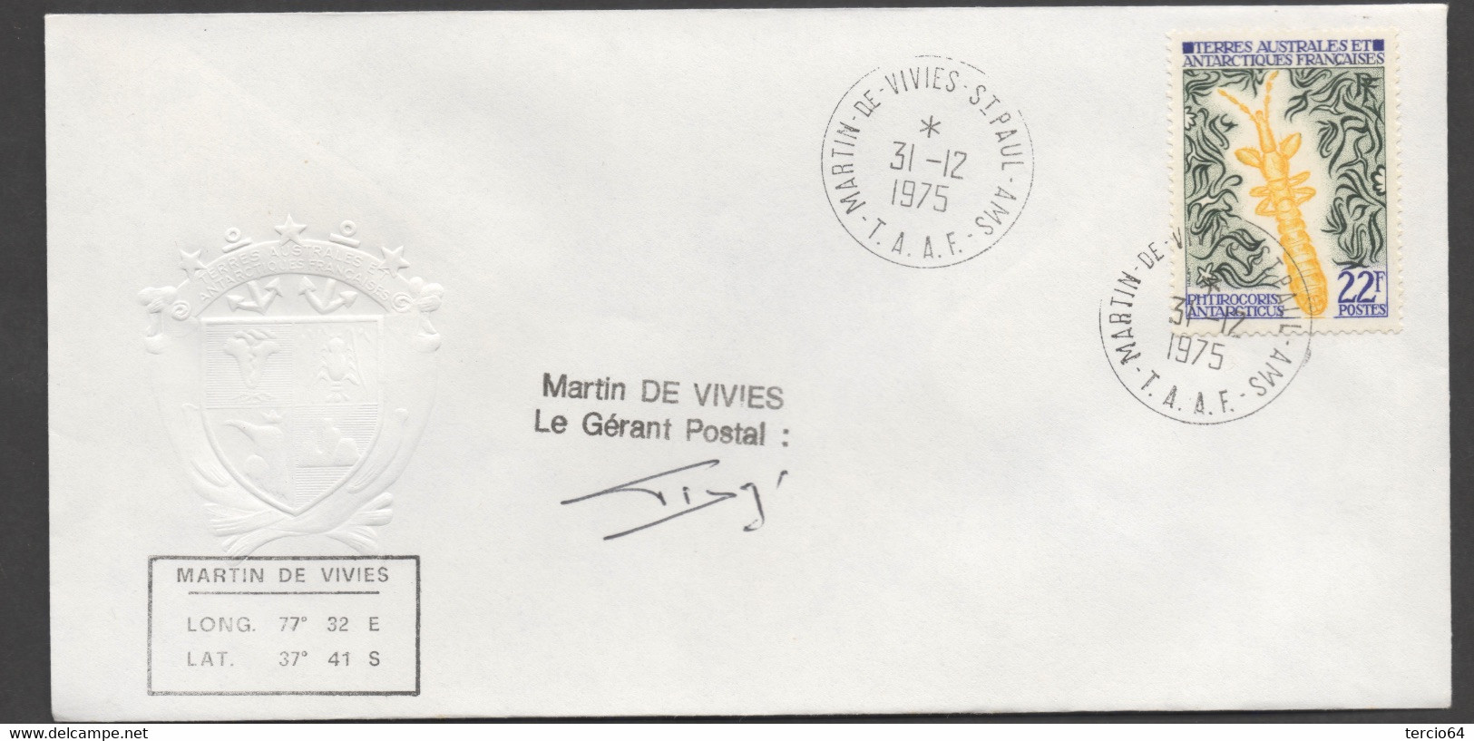 LOT  vrac TAAF PLUS DE 30 timbres seuls sur Lettre de Martin de Viviès cf scans TTB