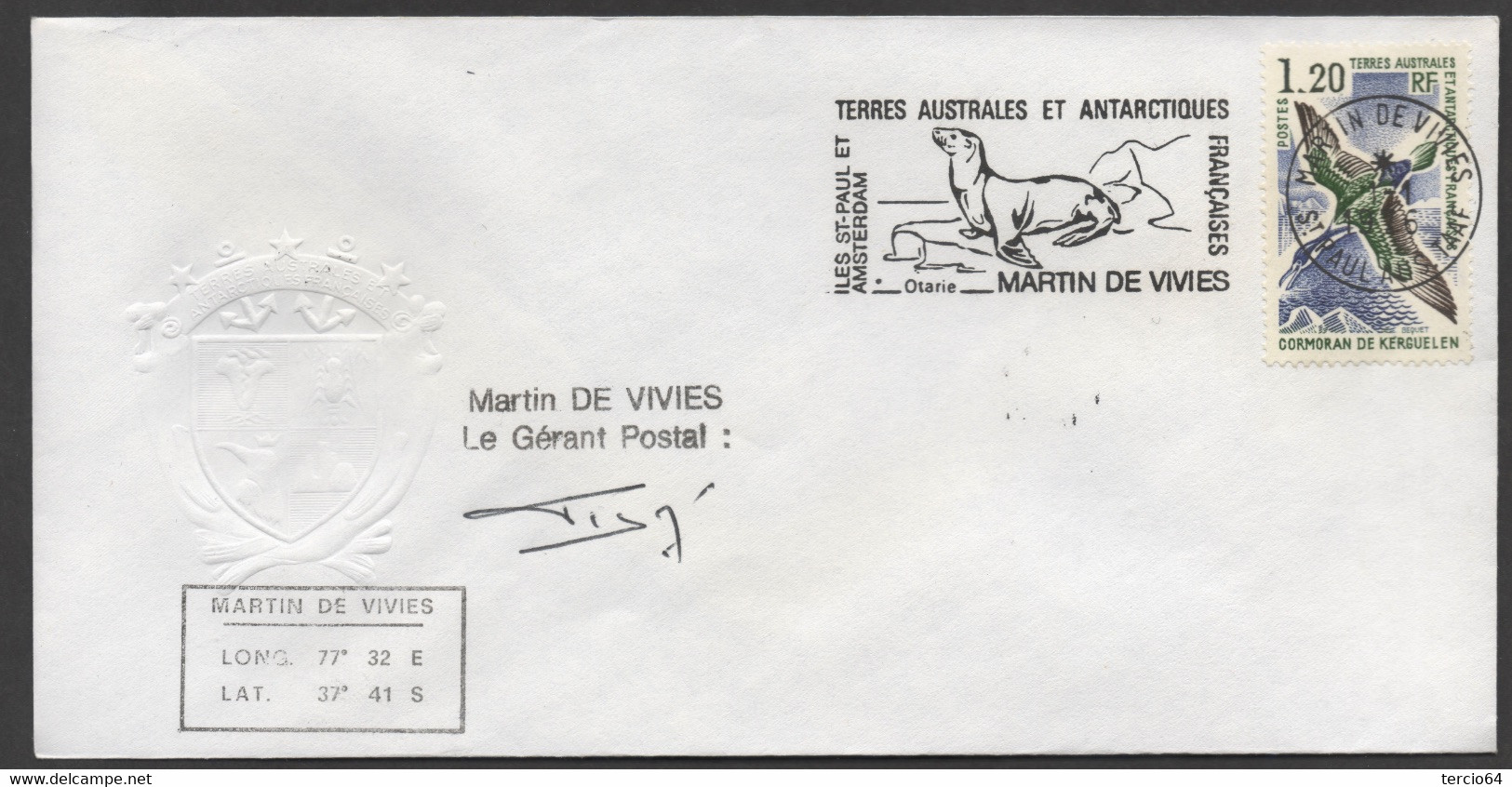 LOT  vrac TAAF PLUS DE 30 timbres seuls sur Lettre de Martin de Viviès cf scans TTB