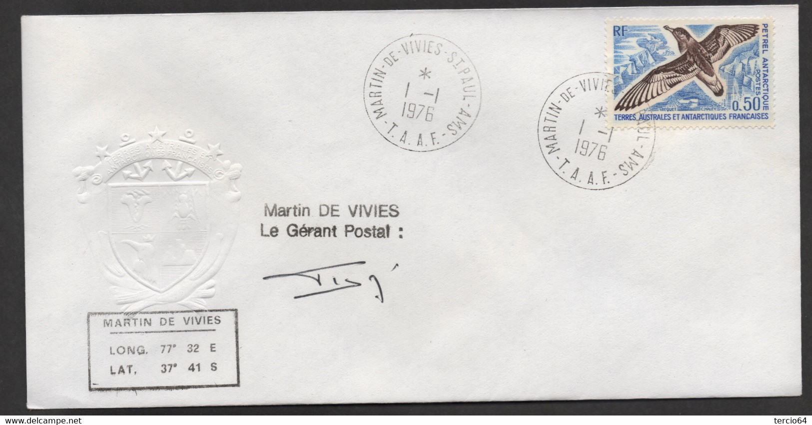 LOT  vrac TAAF PLUS DE 30 timbres seuls sur Lettre de Martin de Viviès cf scans TTB