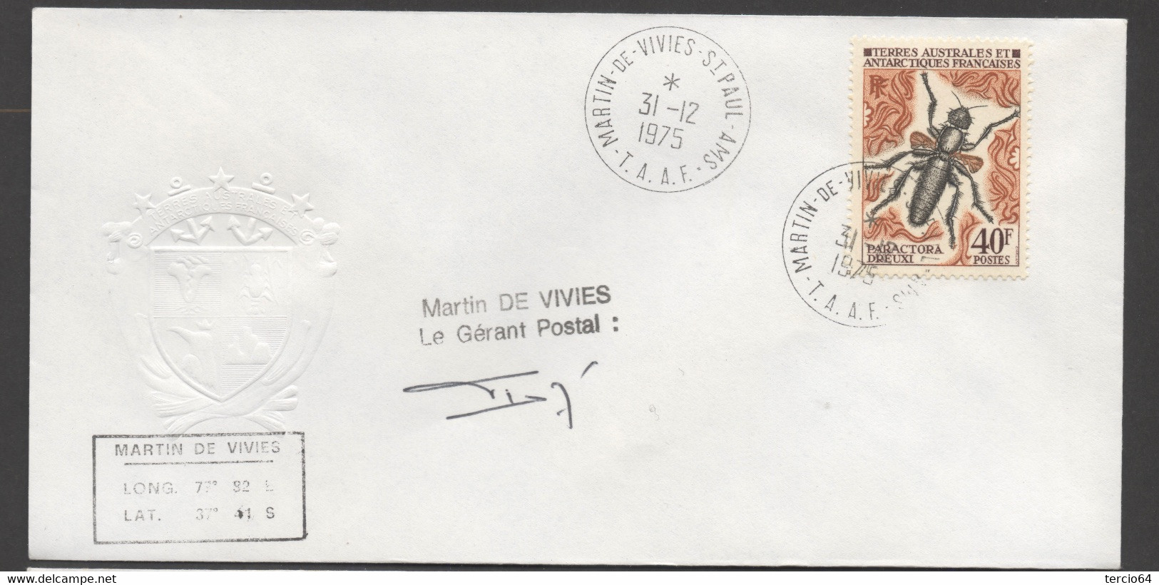 LOT  vrac TAAF PLUS DE 30 timbres seuls sur Lettre de Martin de Viviès cf scans TTB