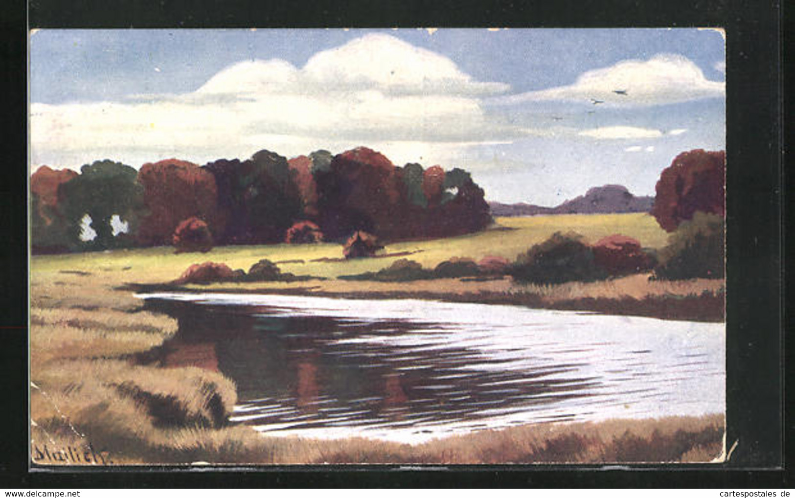 Künstler-AK Alfred Mailick: Landschaftsbild Vom Flussufer Aus Gesehen - Mailick, Alfred