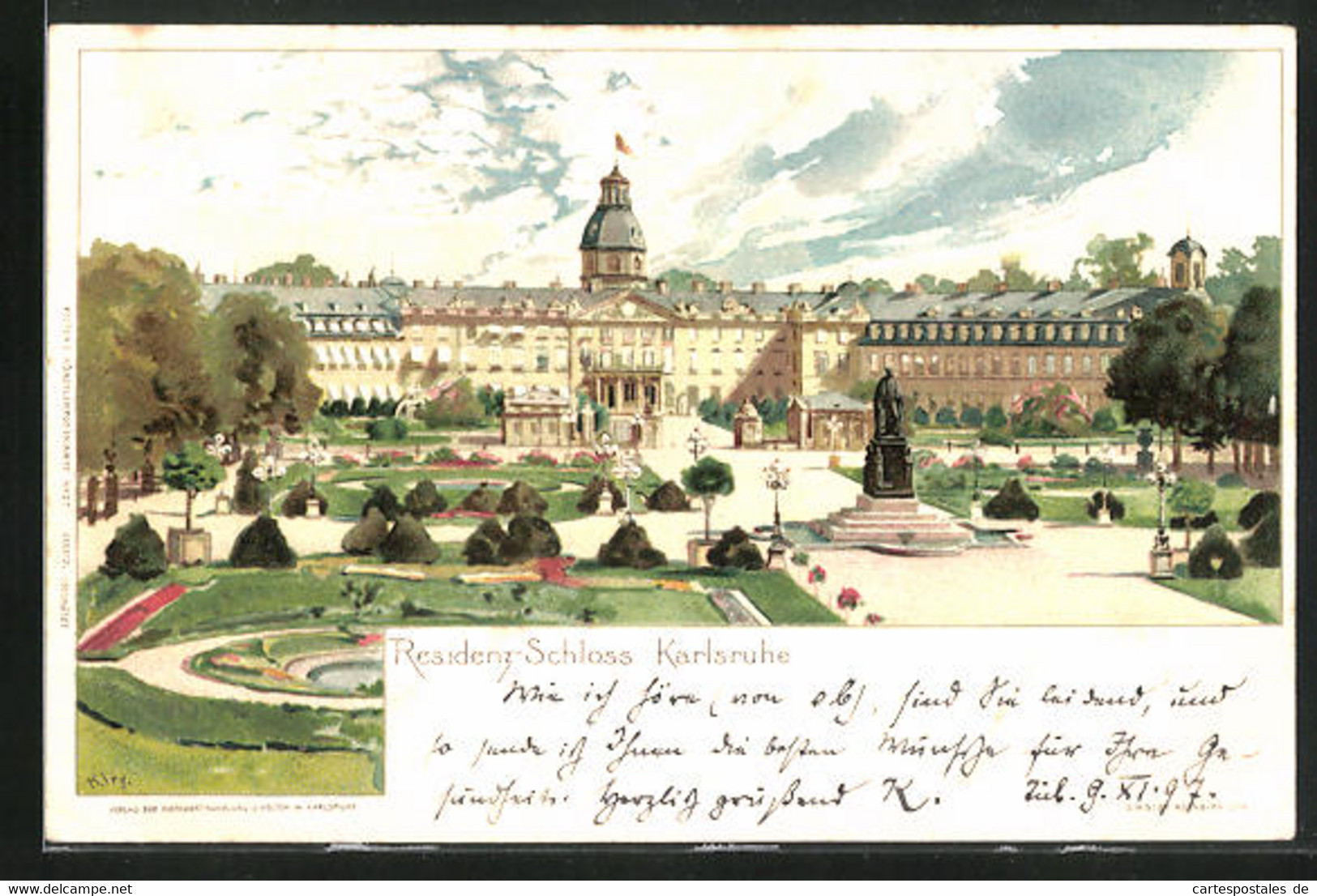 Künstler-AK Heinrich Kley: Karlsruhe, Residenz-Schloss - Kley