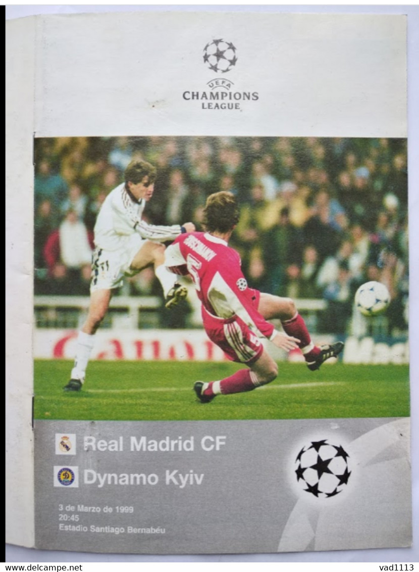 Football Program UEFA Champions League 1998-99 Real Madrid Spain - Dynamo Kyev Ukraine - Livres