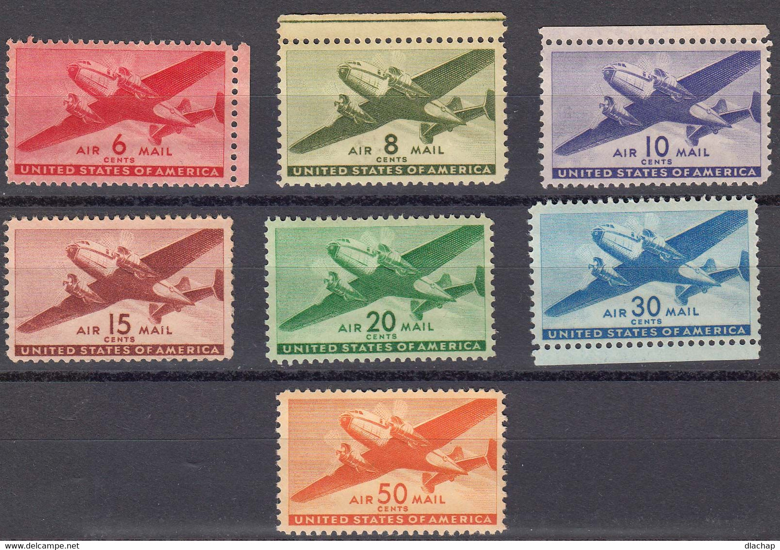Etats Unis 1941 44 Poste Aerienne Yvert 26 / 32 ** Neufs Sans Charniere Sauf Le 29 * Avec Charniere. - 2b. 1941-1960 Ongebruikt