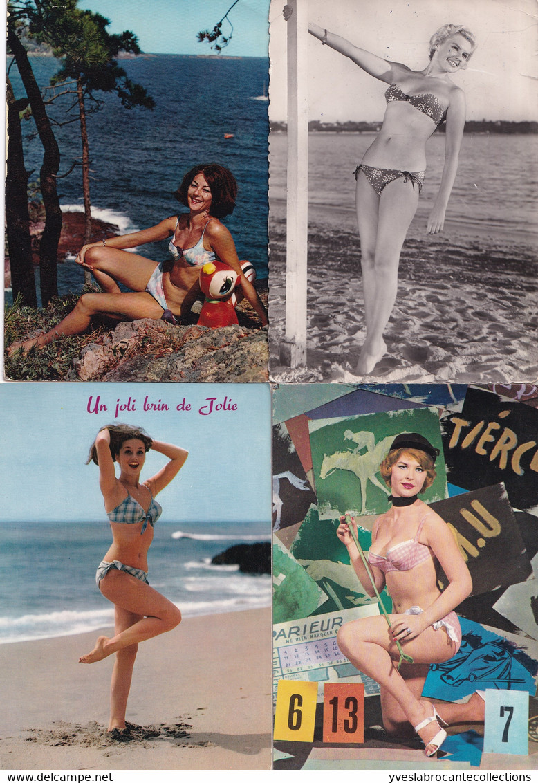 Lot De 4 Cartes De Pin-Ups - 1 Cpsm Gd Format Et 3 Cpm - Pin-Ups