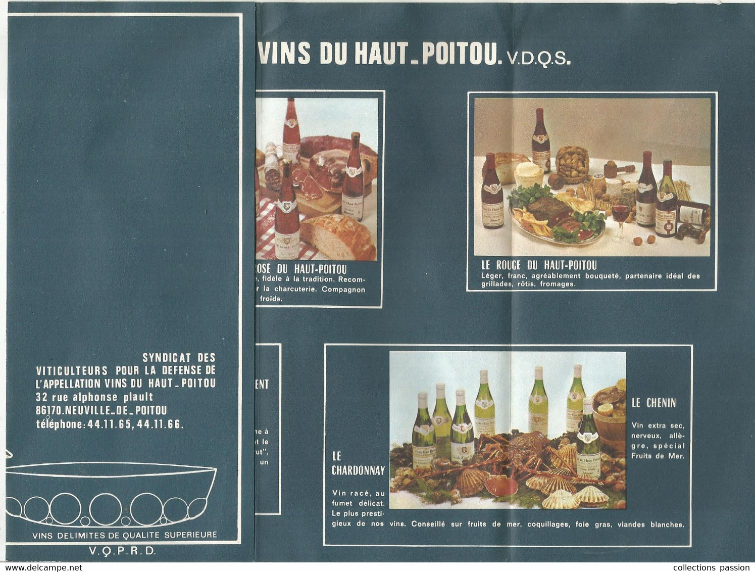 Publicité 8 Pages, LES VINS DU HAUT POITOU , Syndicat...NEUVILLE DE POITOU,3 Scans,  Frais Fr 1.85 E - Advertising