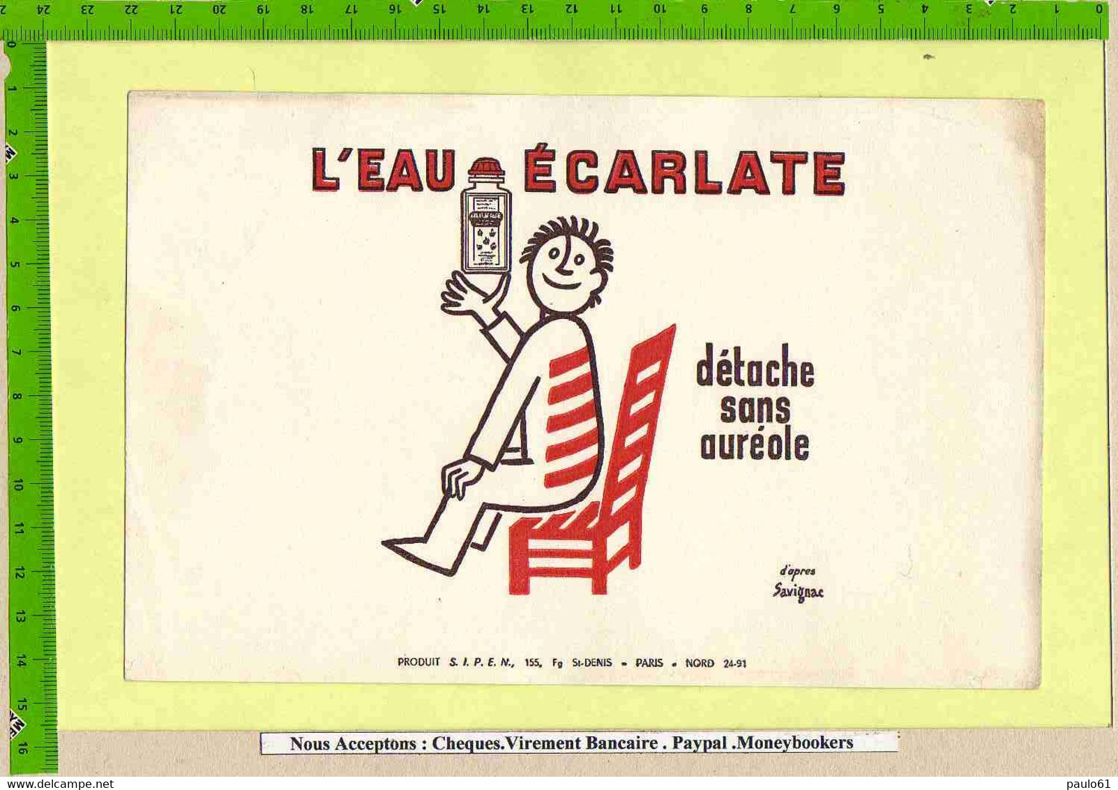 BUVARD :L'Eau Ecarlate Signé Savignac - Sprudel & Limonade
