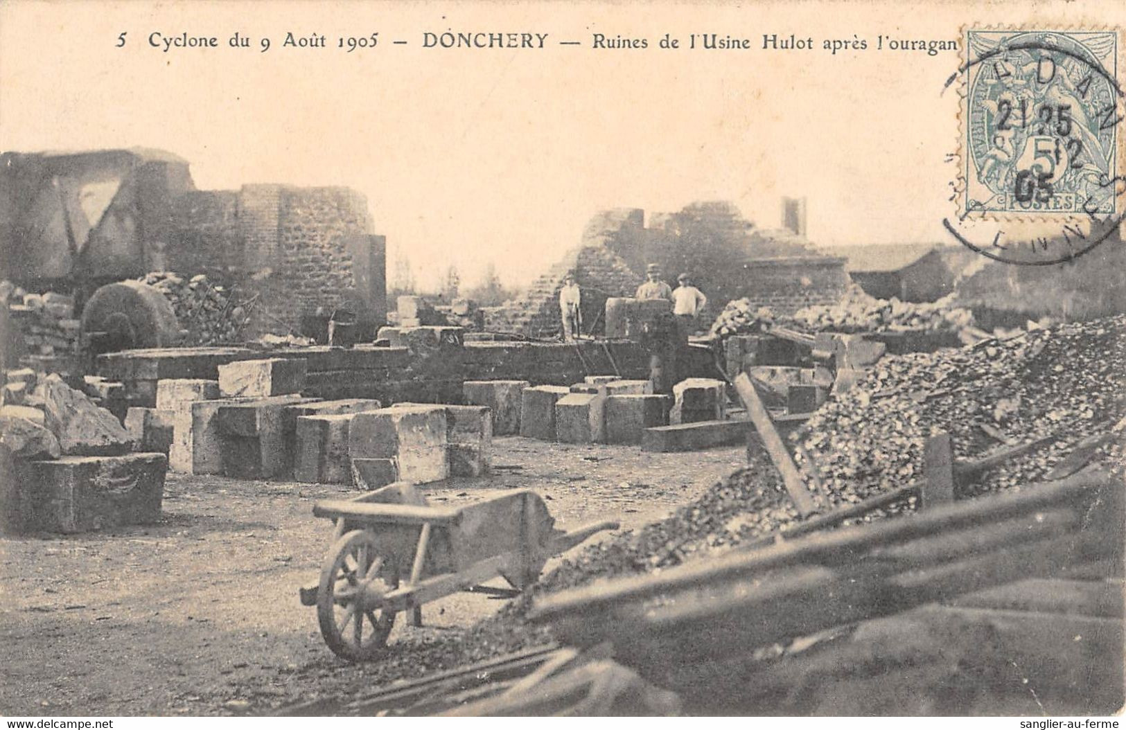 CPA 08 DONCHERY RUINES DE L'USINE HULOT APRES L'OURAGAN - Other & Unclassified
