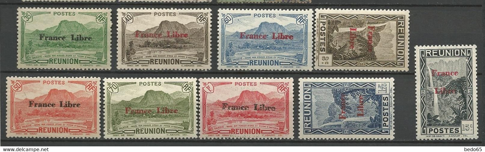 LOT REUNION France Libre  NEUF* Avec Ou TRACE DE CHARNIERE  / MH - Blocks & Sheetlets