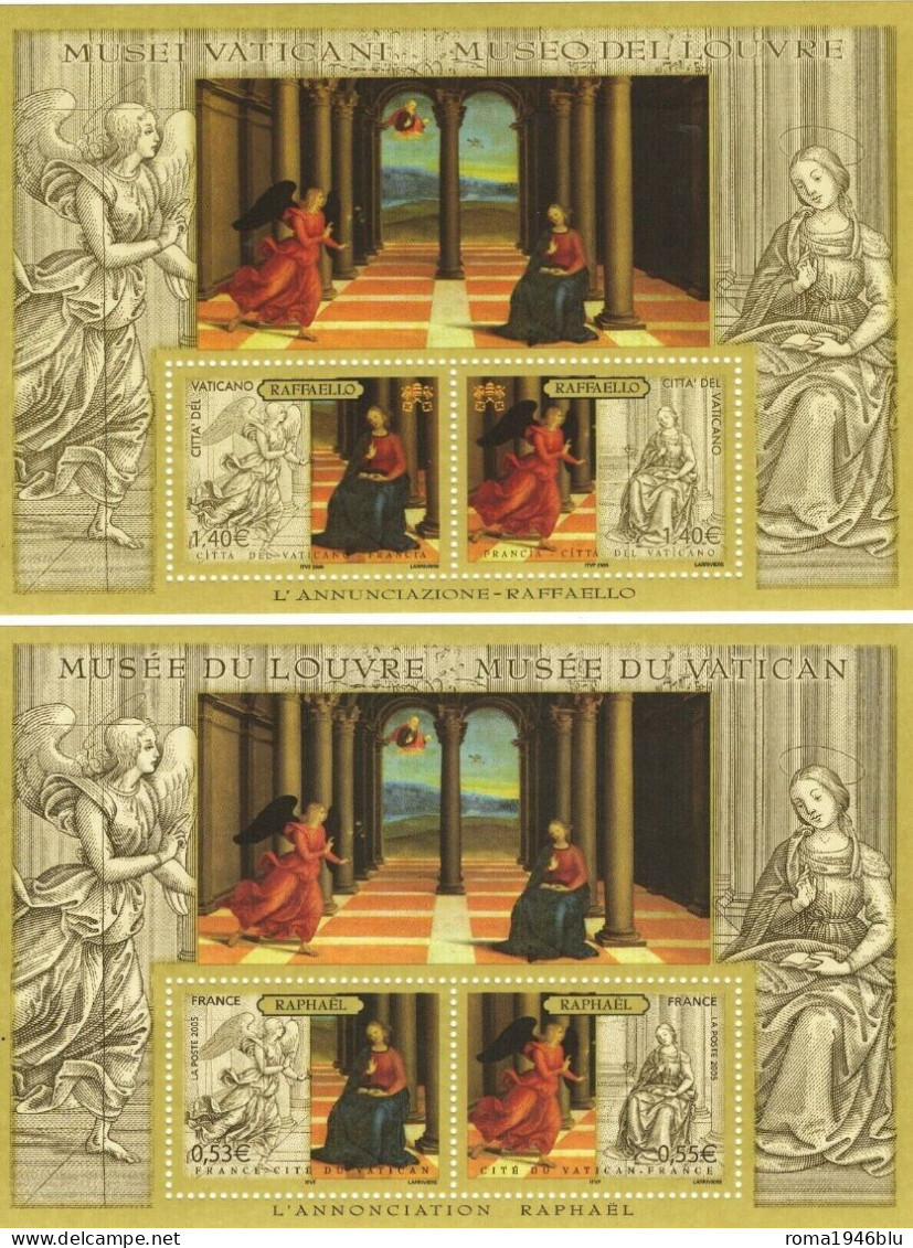 VATICANO 2005 MUSEI VATICANI E LOUVRE  MINIFOGLIO ** MNH FIOR DI STAMPA - Blocs & Hojas