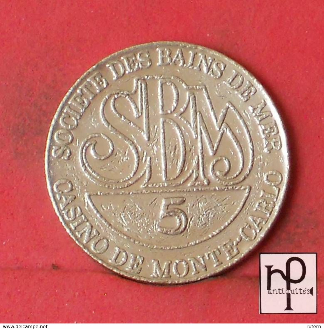 MONACO 5 FRANCS  - FICHA DE CASINO - SOCIETE DE BAINS     - (Nº43072) - Casino