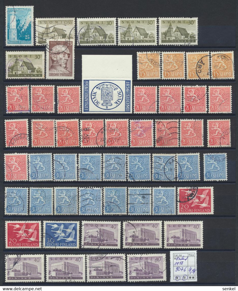 5076 Finland Mint And Used 1956 Incomplete Year Set - Otros & Sin Clasificación