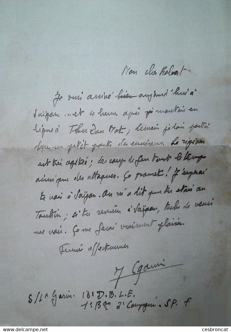 H 12    LETTRE CORRESPONDANCE SOLDAT INDOCHINE - Guerre D'Indochine / Viêt-Nam