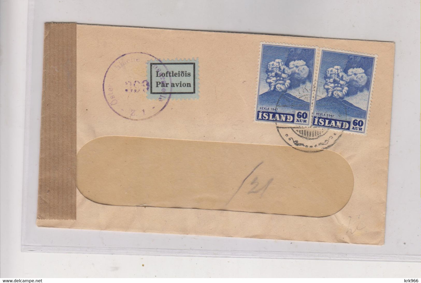 ICELAND 1949 REYKJAVIK Censored Airmail Cover To Austria - Lettres & Documents