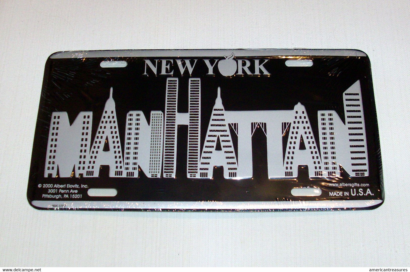 USA Metal (tin) New York Designer Plate 'Manhattan' - Size 30x15cm - NEW ! - Plaques En Tôle (après 1960)