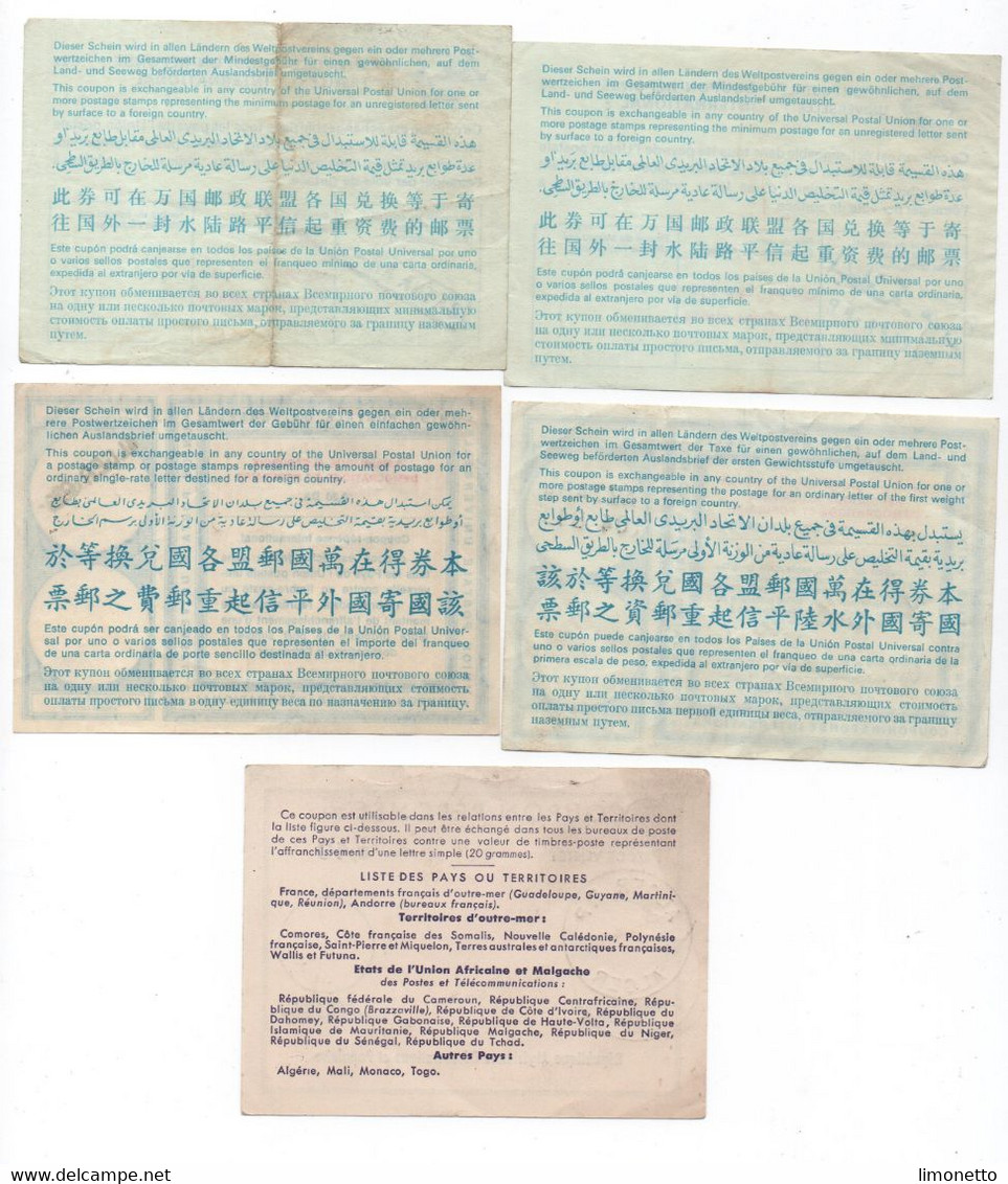 ALGERIE ( Lot De 5 )- Coupons Réponse  De 0.80, 1.20 1.80 2.70 Et 0.40  Dinar    -   Voir Scans - Algeria (1962-...)