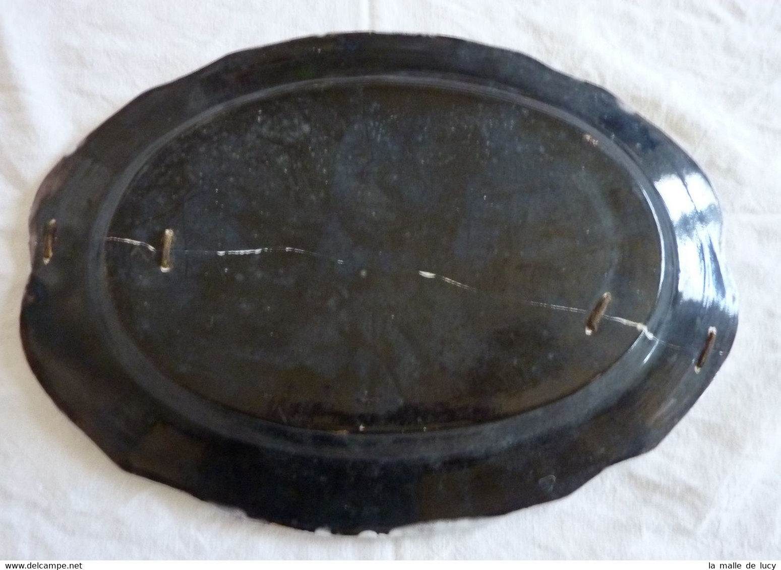 Plat Ancien Ovale 46 Cm Cul Noir époque 19ème - Dishes