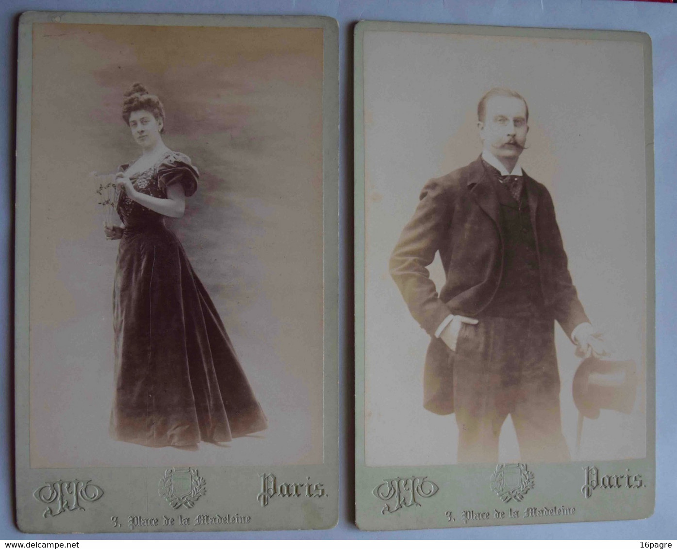 GRANDES PHOTOS SUPPORT CARTONNÉ. SUPERBE COUPLE IDENTIFIÉ. OTTO, PARIS, FIN XIXe SIÈCLE - Ancianas (antes De 1900)