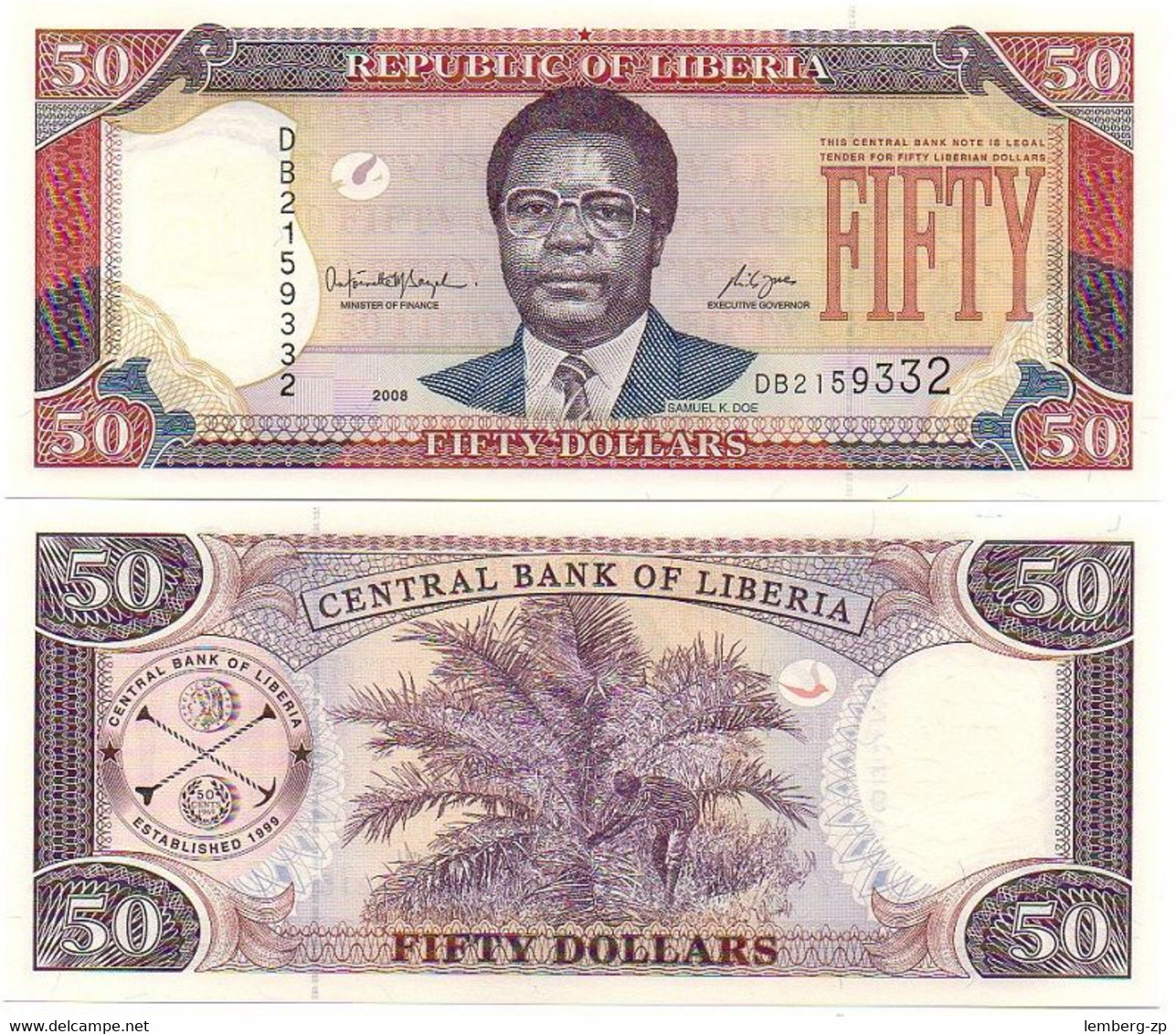 Liberia - 50 Dollars 2008 P. 29c AUNC / UNC Lemberg-Zp - Liberia