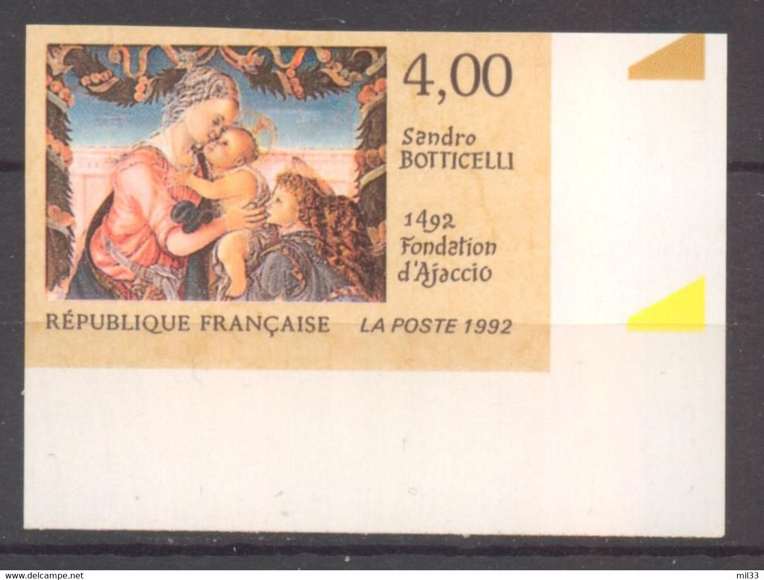 Superbe Coin De Feuille Botticelli YT 2754 De 1992 Sans Trace Charnière - Ohne Zuordnung