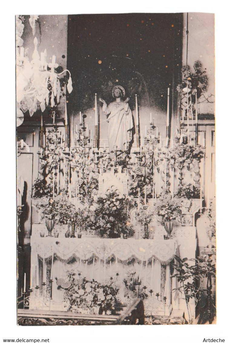 BAGNOLS SUR CEZE . INTERIEUR DE L'EGLISE.2  CHAPELLES  FLEURIES. 2 CARTES PHOTO.UNE  DATEE  & SIGNEE 1912 AUGUSTE BAGNOL - Bagnols-sur-Cèze