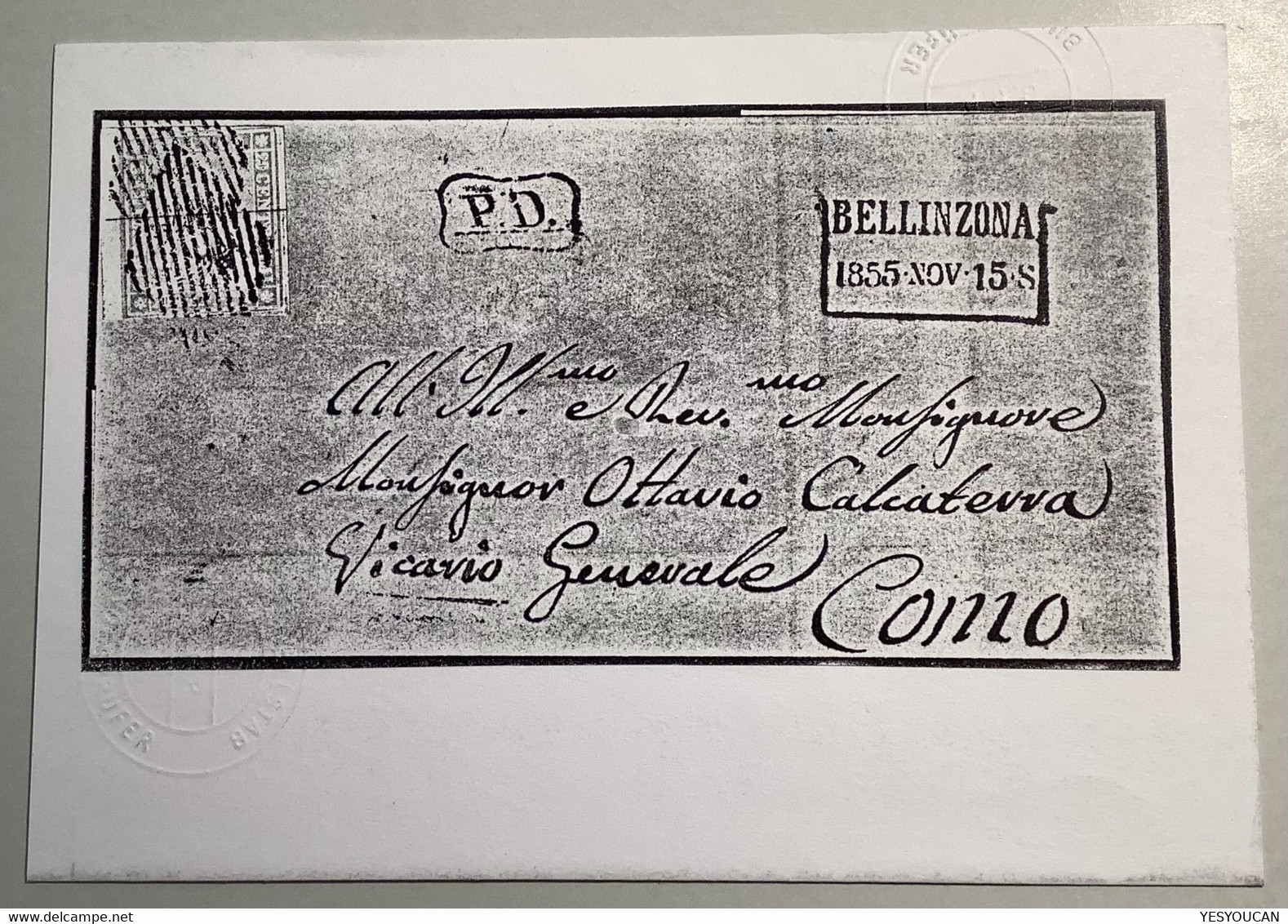 BELLINZONA (TI)1855 Strubel Brief>Como LOMBARDO VENETO. Schweiz 1854 25B Attest Rellstab(lettre Suisse Italia RL Cover - Lettres & Documents