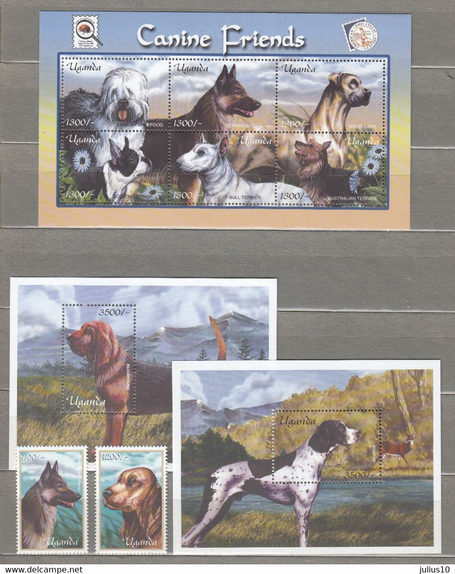 UGANDA 2001 Fauna Dogs MNH(**) Set Blocks Sheet #28544 - Hunde