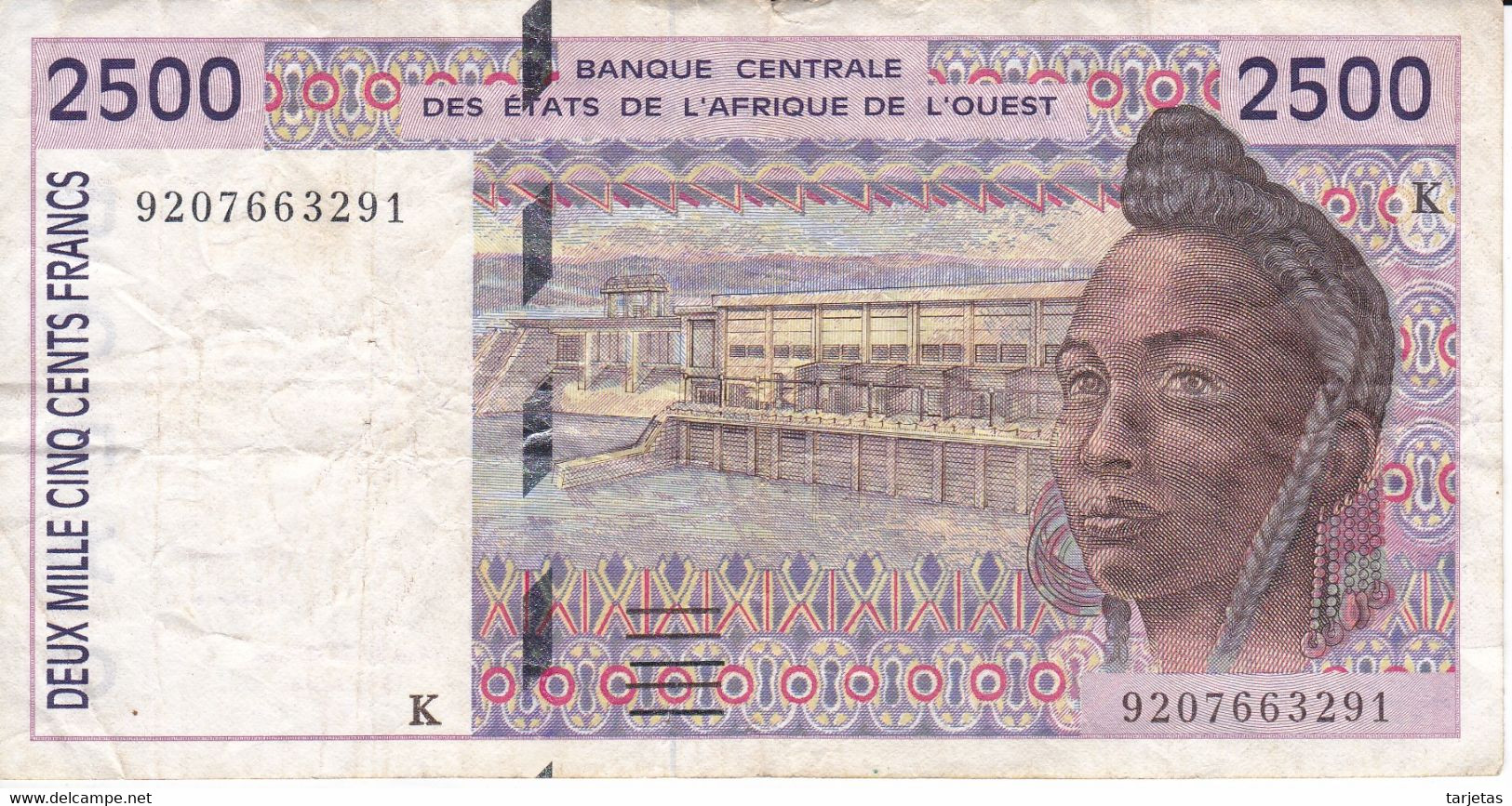 BILLETE DE SENEGAL DE 2500 FRANCS DEL AÑO 1992  (BANK NOTE) - Senegal