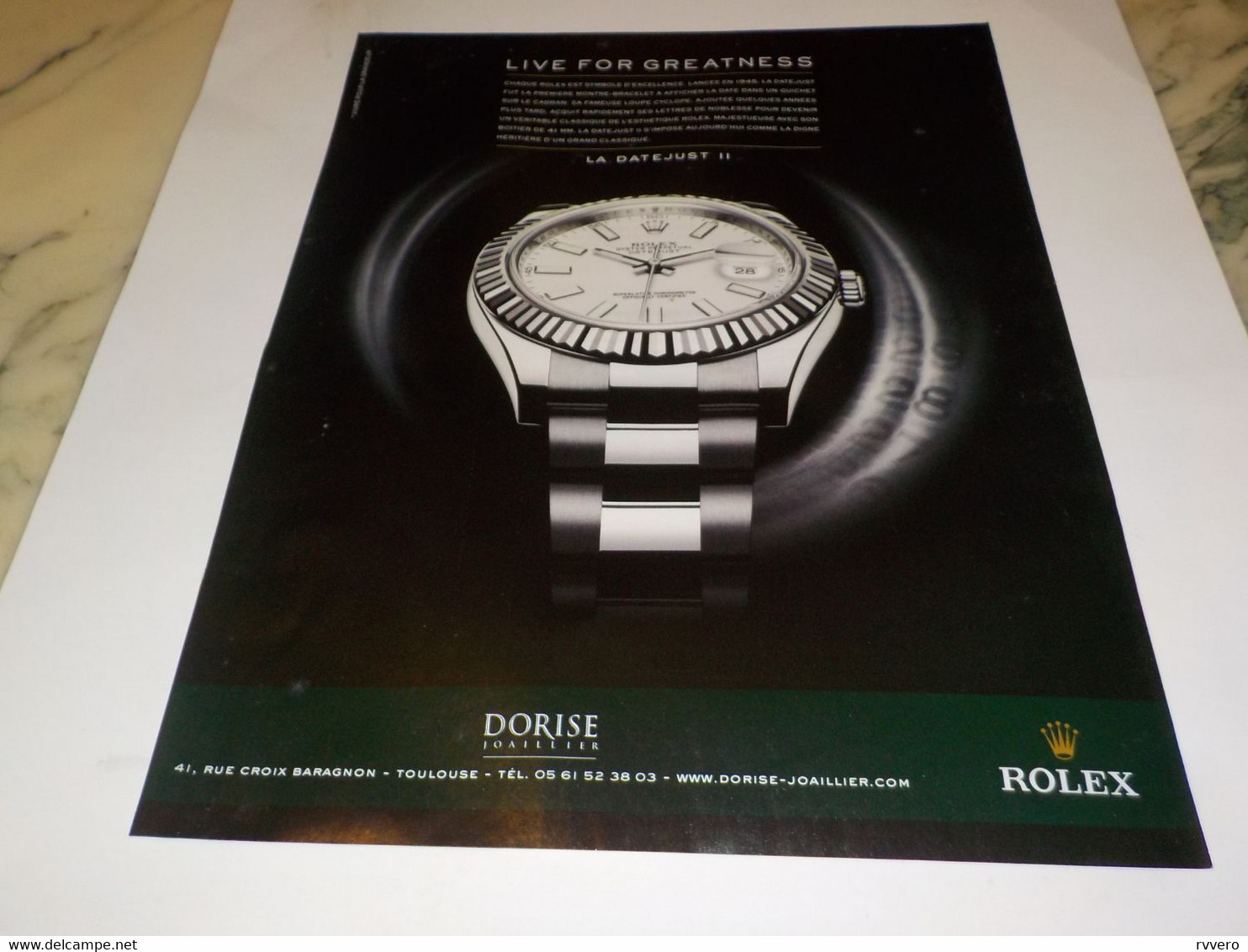 PUBLICITE LIVE FOR GREATNESS MONTRE ROLEX 2012 - Other & Unclassified
