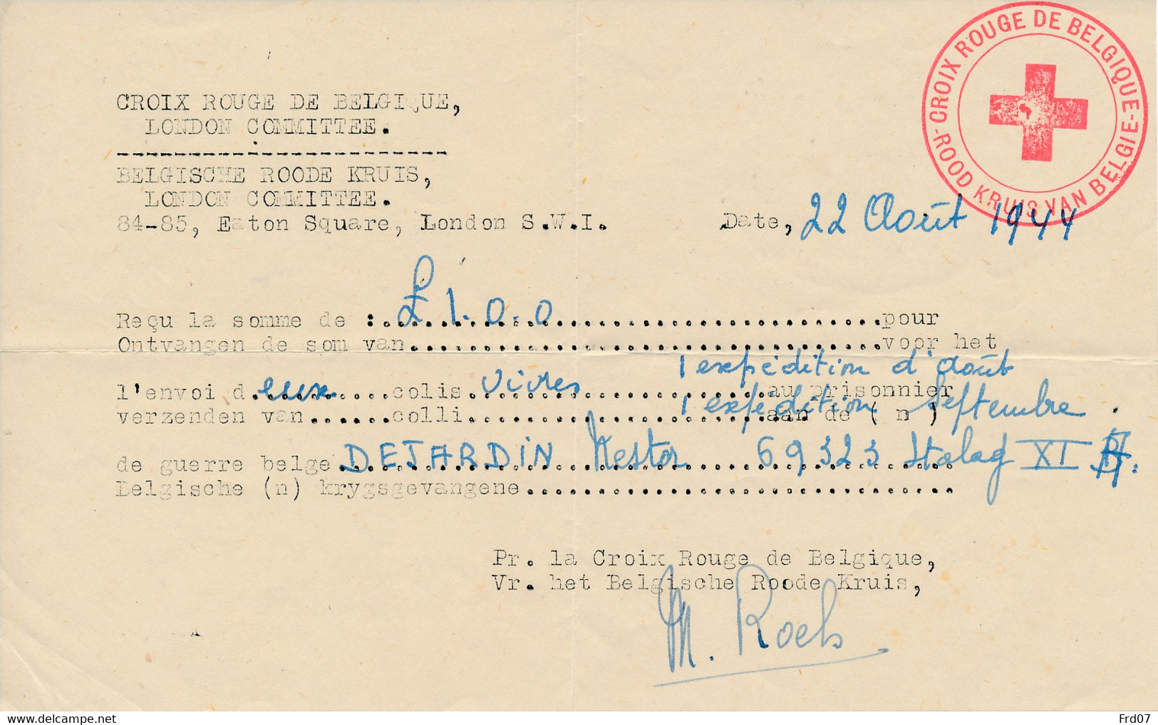 Red Cross Message – Service Belge - UK 25.2.44 Vers Stalag XI A - Réponse Verso + Colis De Vivres. - RR - Guerre 40-45 (Lettres & Documents)