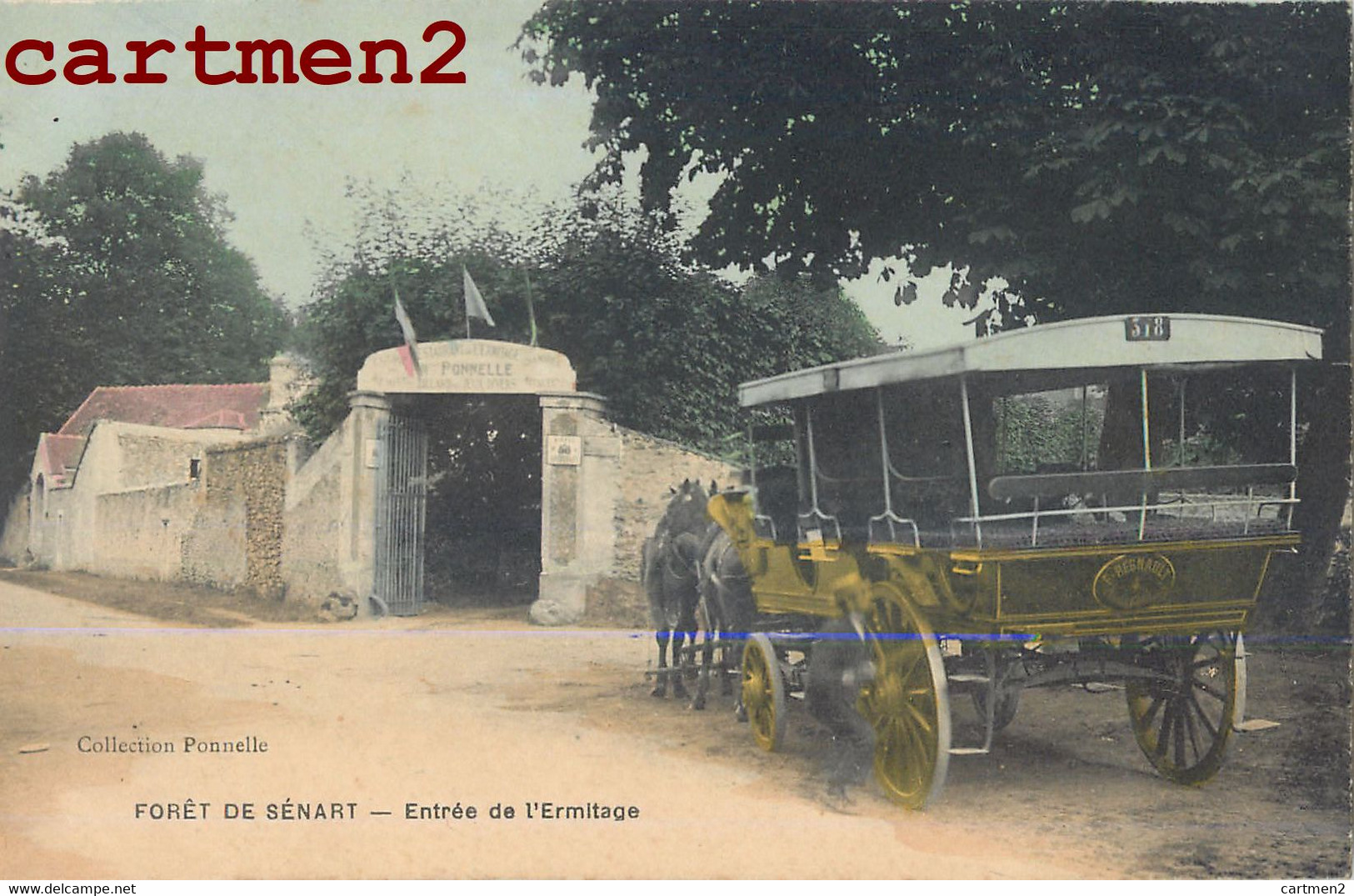 FORET DE SENART ENTREE DE L'ERMITAGE DILIGENCE ATTELAGE 91 ESSONNE COLLECTION PONNELLE - Sénart