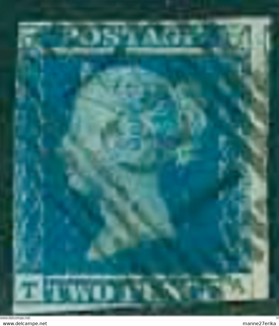 -Two Penny Blue-1841-IMPERFORATED" Towncancel" (O) - Gebraucht