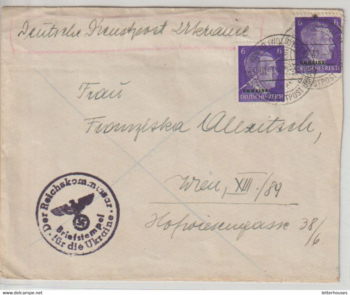 Deutsche Dienstpost Ukraine, Mi. 5, Rowno 1.7.42, Der Reichskommissar F.d.Ukraine - Occupation 1938-45